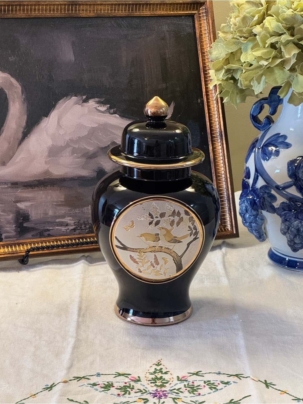 Japanese Chokin Art Ginger Jar with Lid - 10.5 Inches